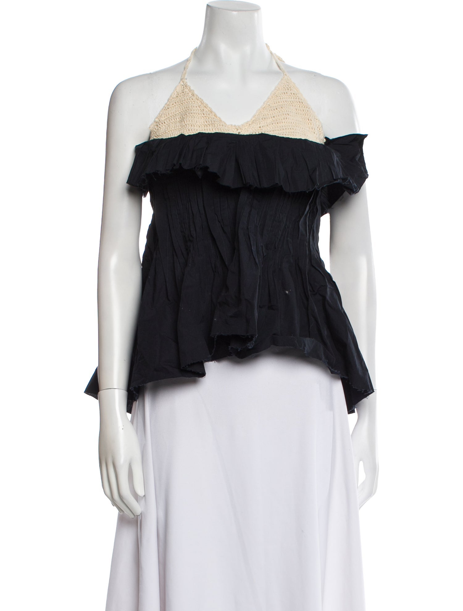 Marques' Almeida Colorblock Pattern Halterneck Crop Top