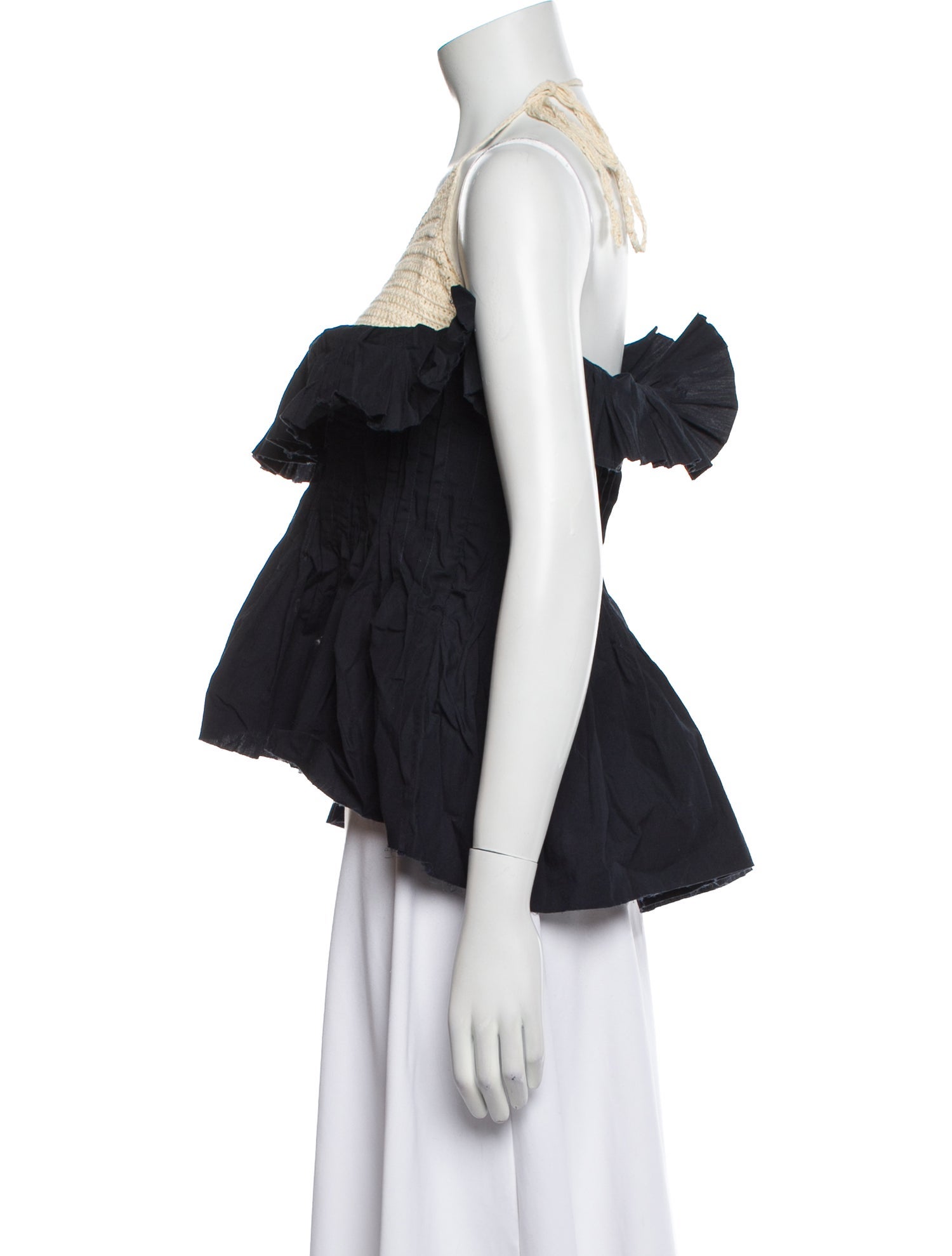 Marques' Almeida Colorblock Pattern Halterneck Crop Top