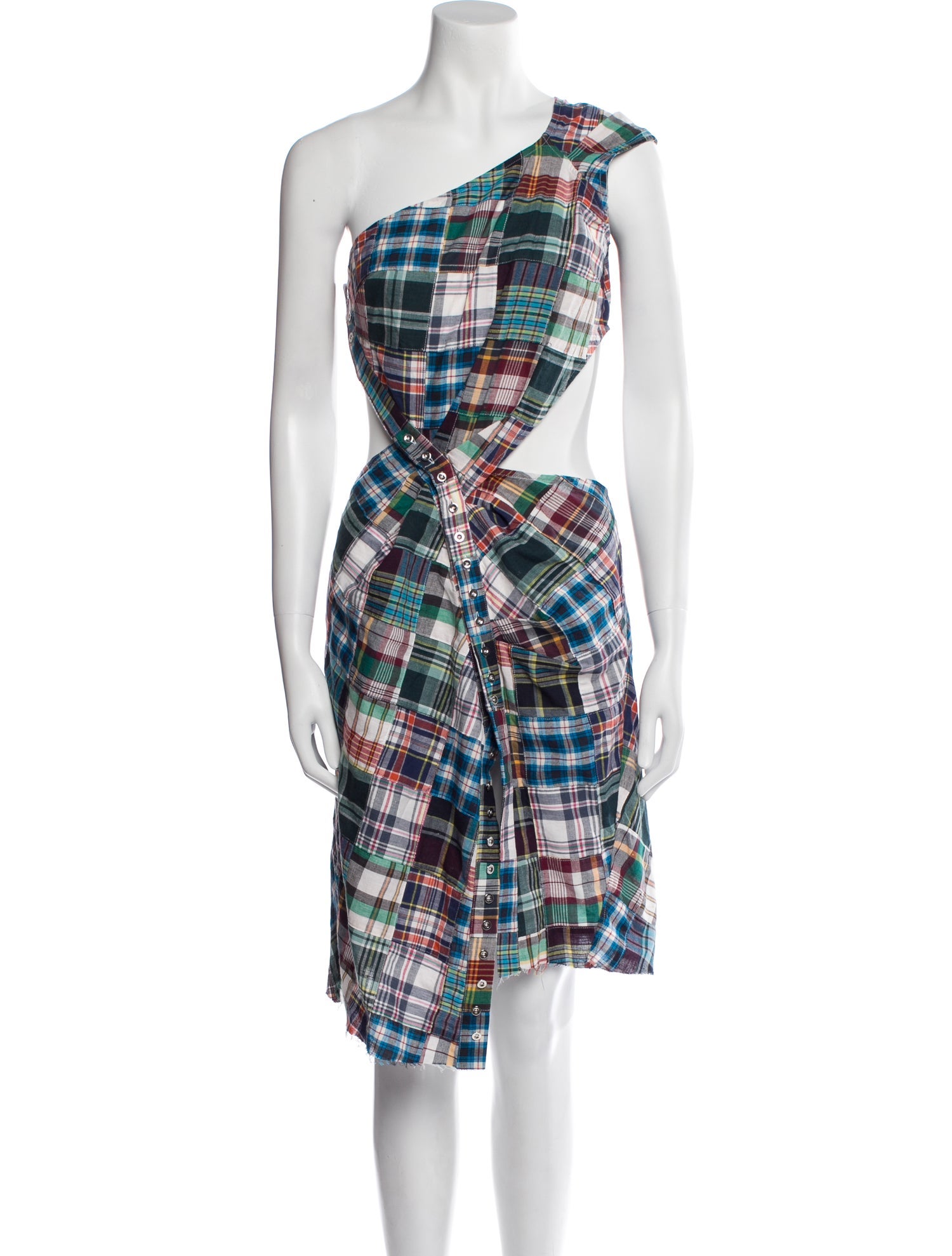 Marques' Almeida Plaid Print Mini Dress