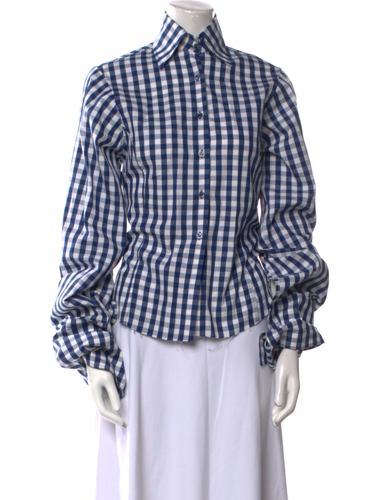 Marques' Almeida Plaid Print Long Sleeve Button-Up Top