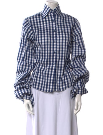 Marques' Almeida Plaid Print Long Sleeve Button-Up Top