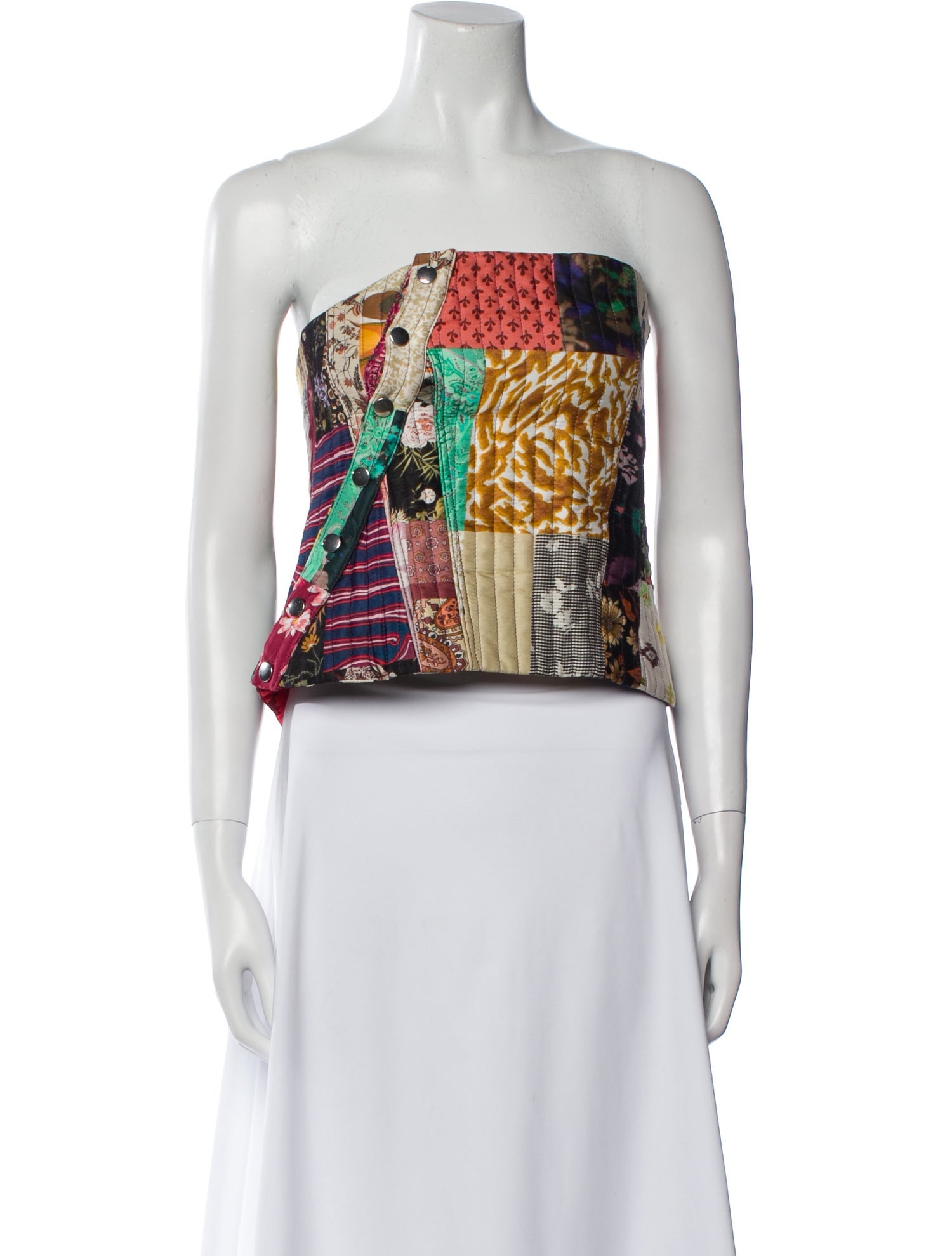 Marques' Almeida Printed Strapless Crop Top