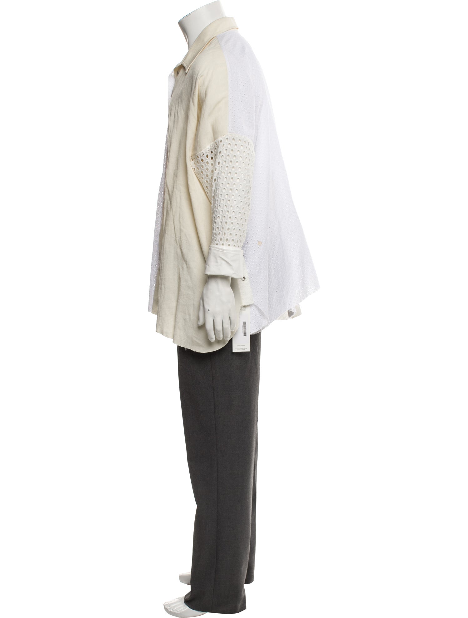 Marques' Almeida Striped Three-Quarter Sleeve Dress Shirt