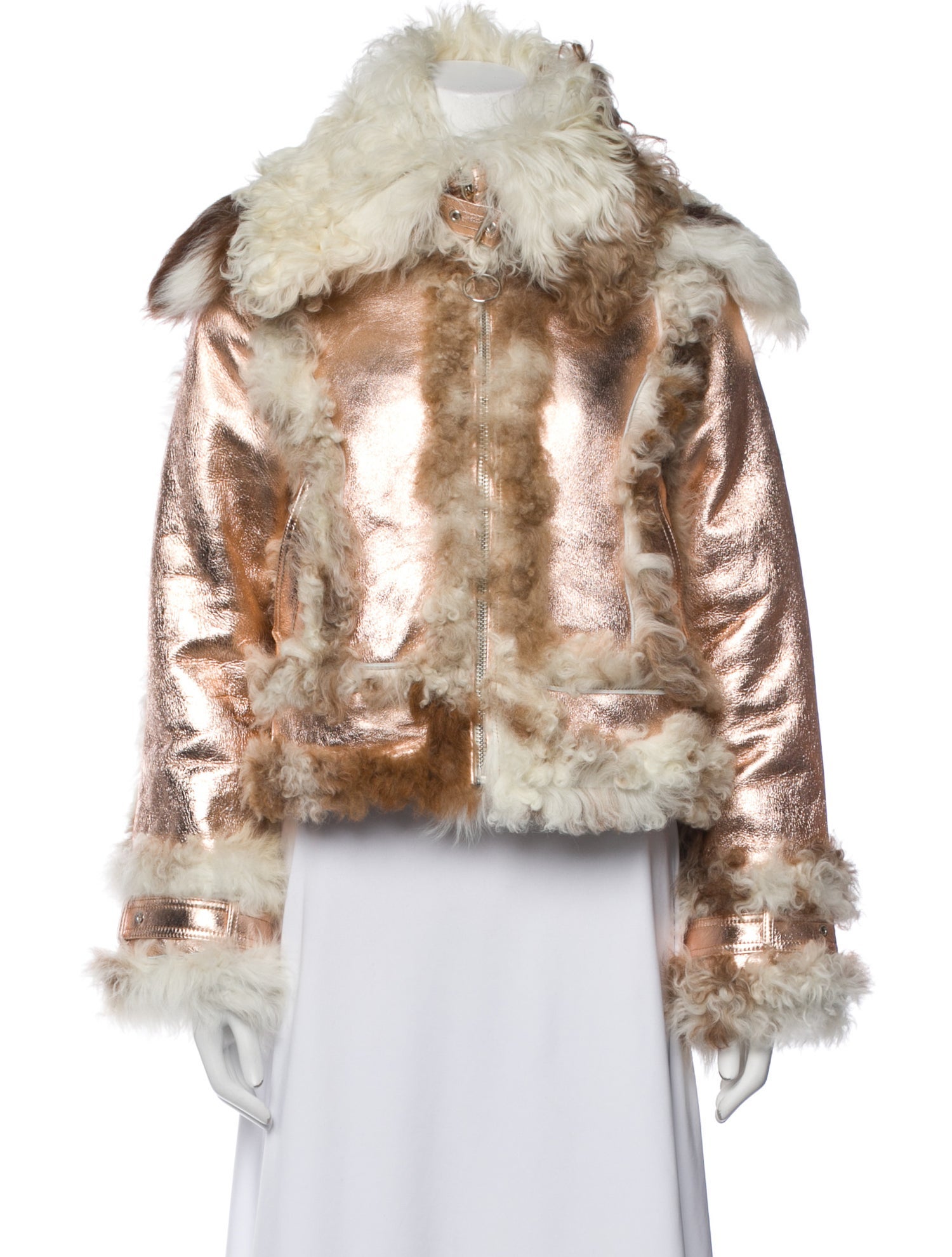 Marques' Almeida Leather Printed Fur Jacket w/ Tags