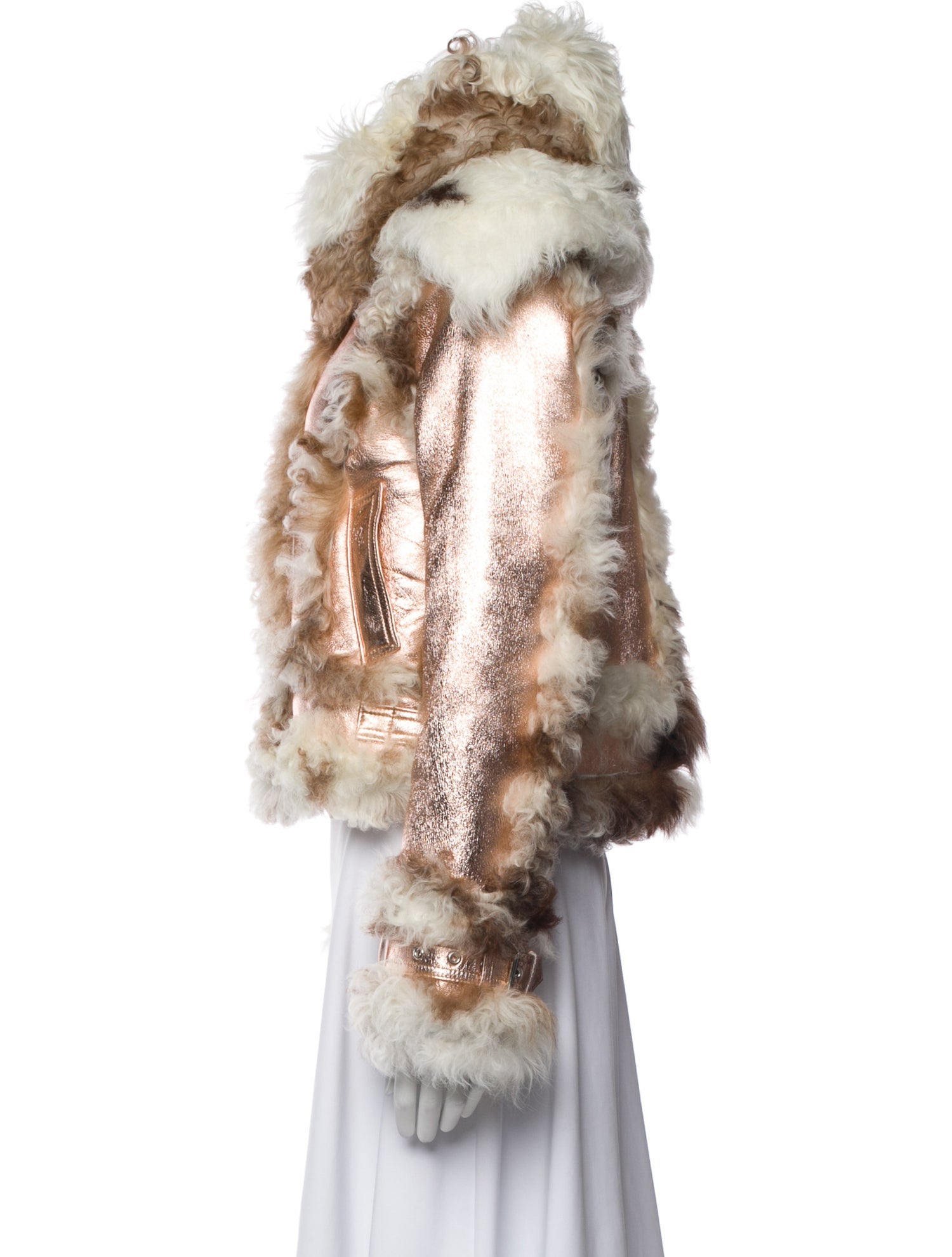 Marques' Almeida Leather Printed Fur Jacket w/ Tags