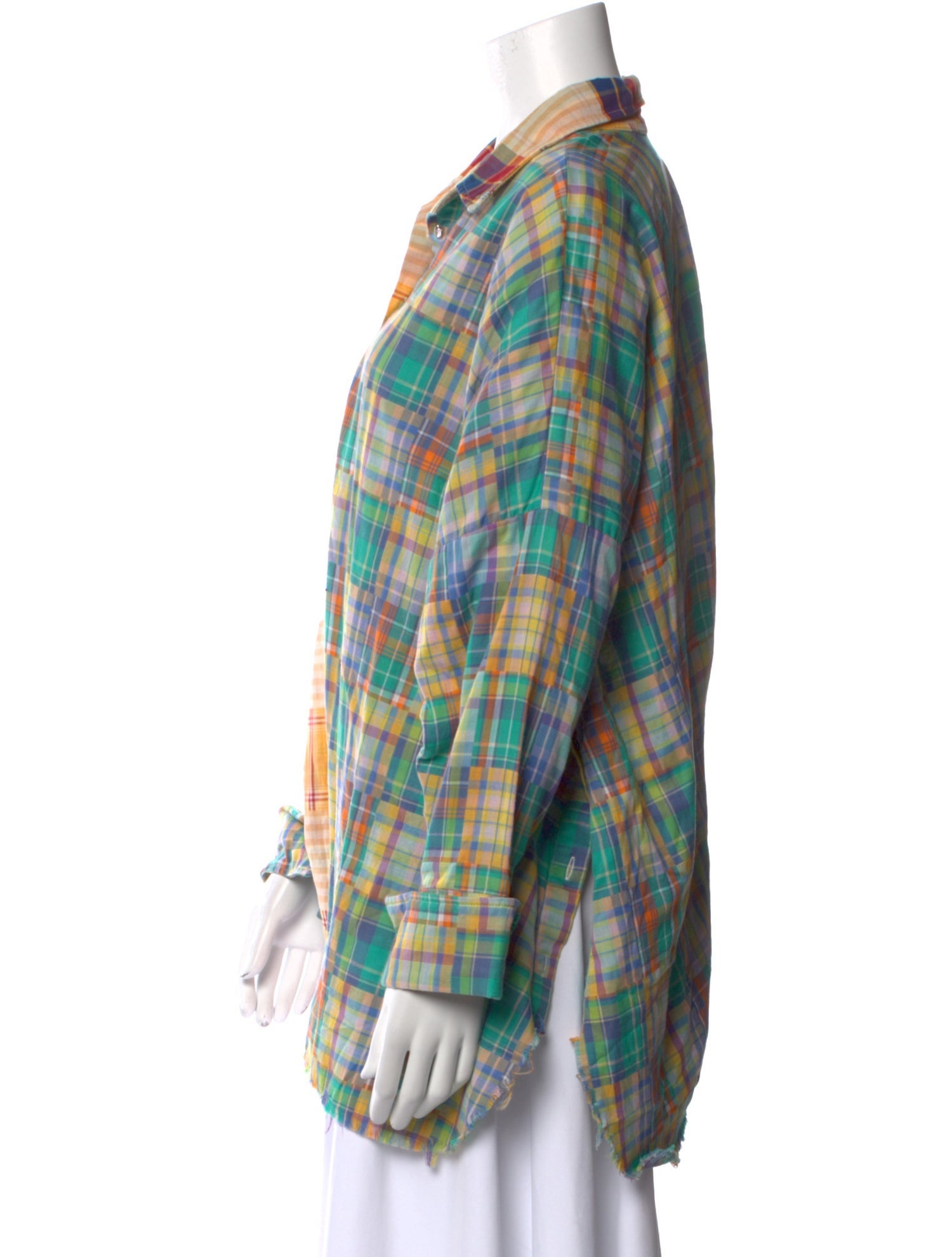 Marques' Almeida Plaid Print Long Sleeve Button-Up Top