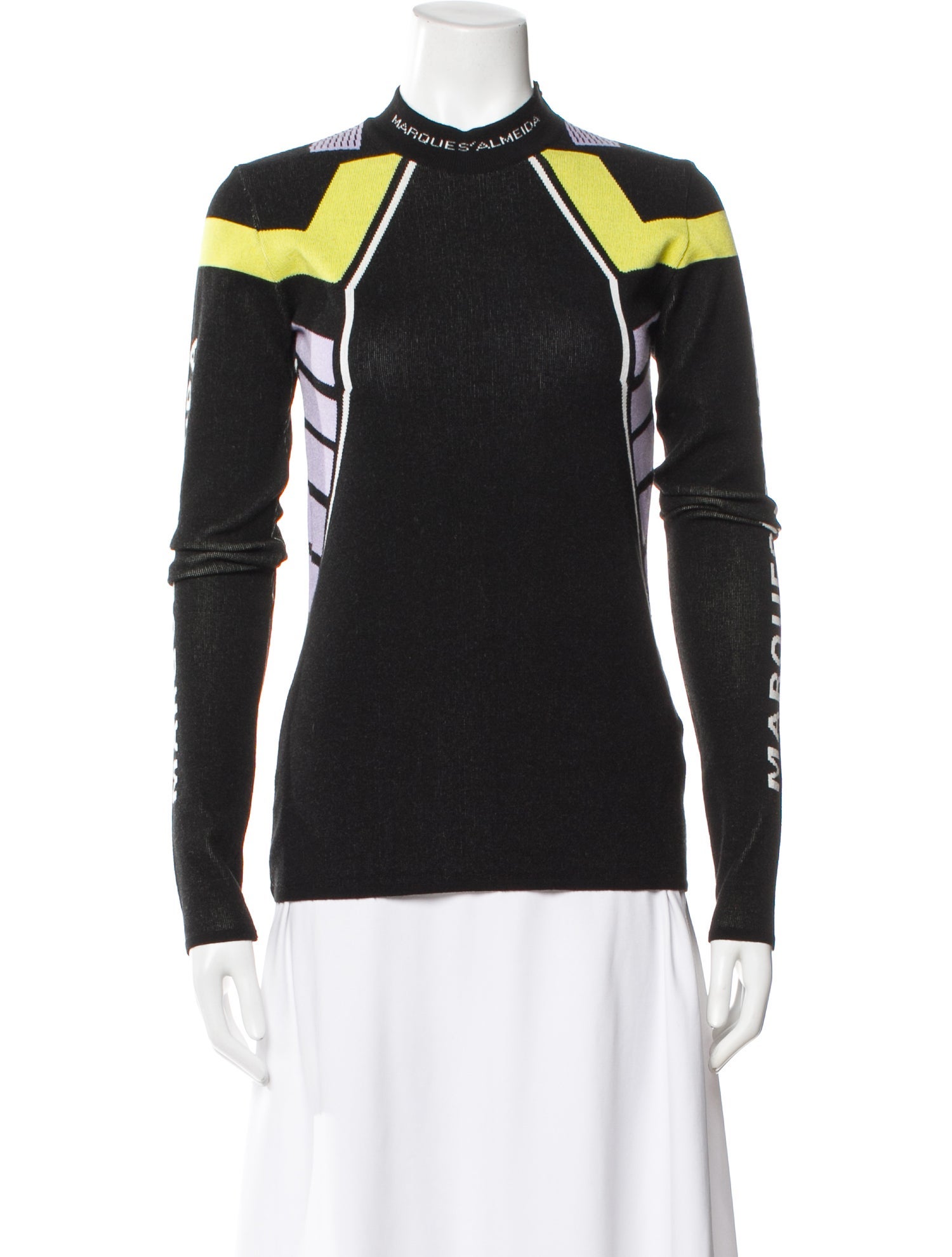 Marques' Almeida Striped Mock Neck Sweater