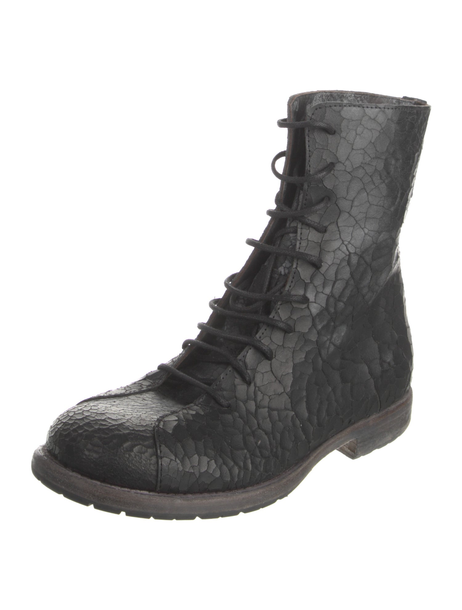 Masnada Leather Distressed Accents Combat Boots