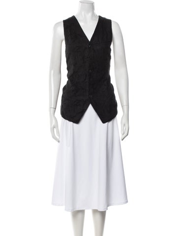 Pre-owned Masnada Linen Patterned Vest In Black