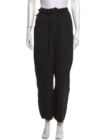 Pre-owned Masnada Linen Wide Leg Pants In Black