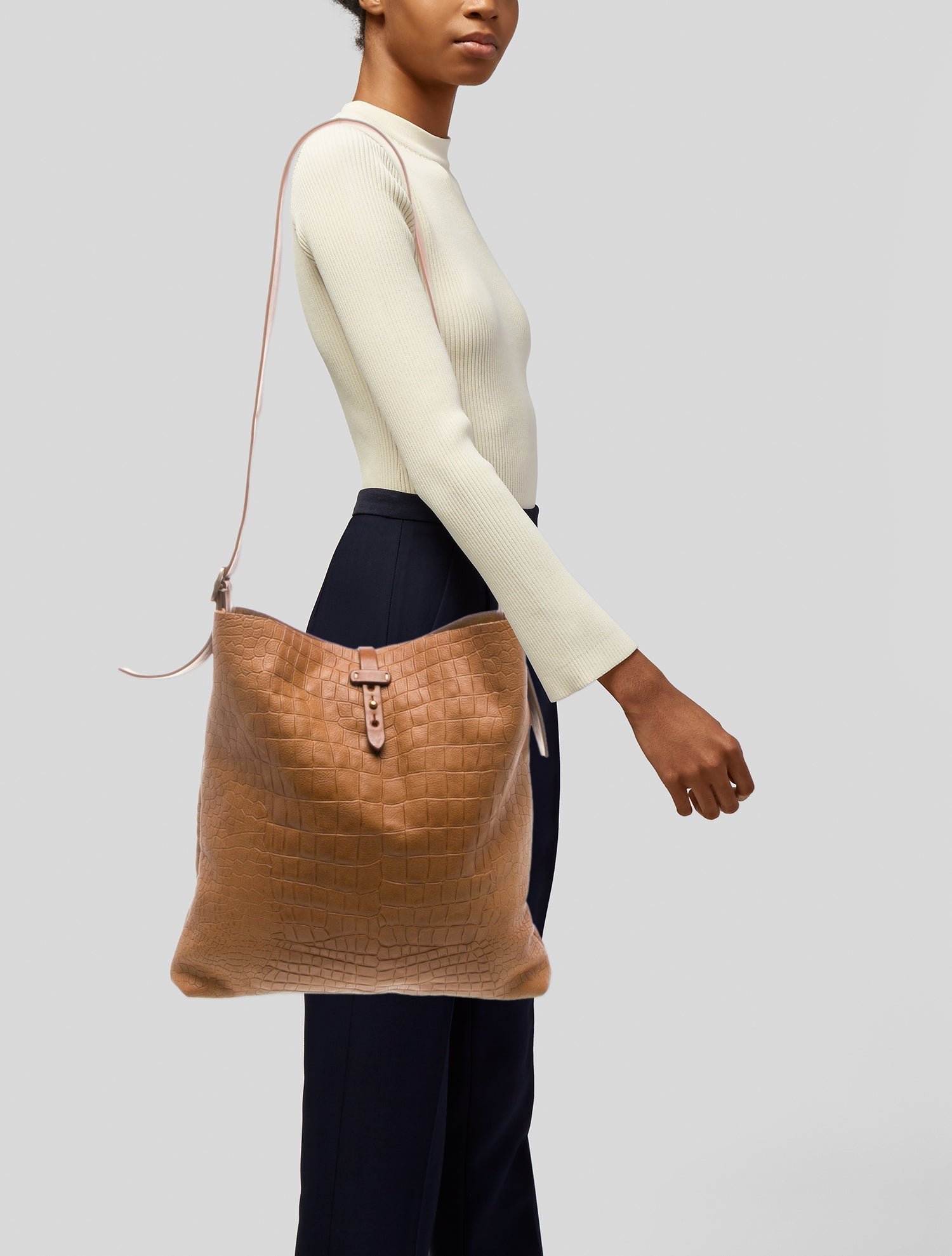 Massimo Palomba Embossed Leather Bucket Bag