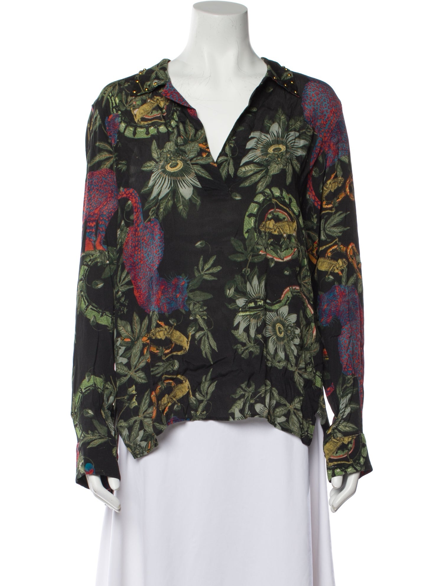 Mason's Floral Print V-Neck Blouse