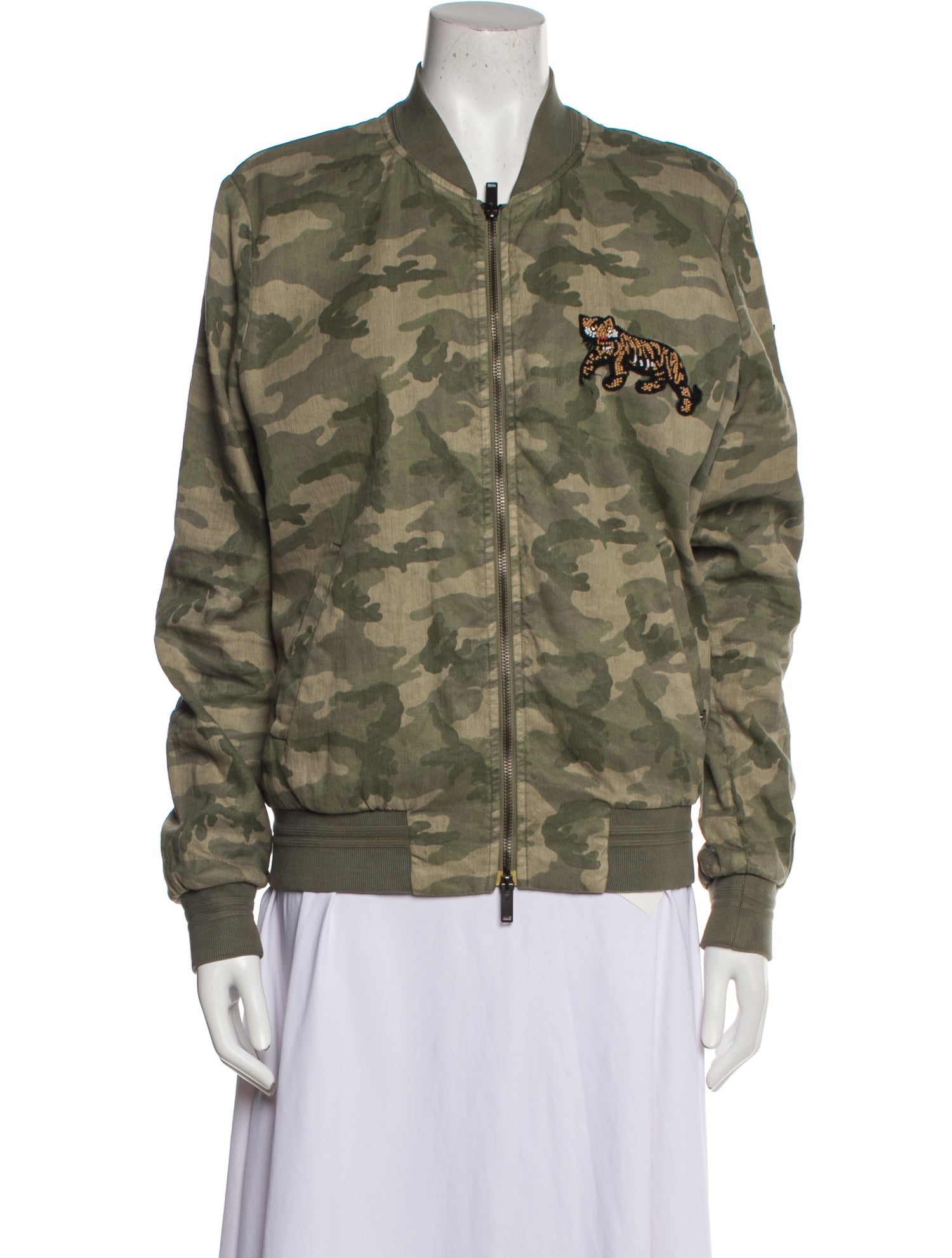 Mason's Linen Camouflage Print Bomber Jacket