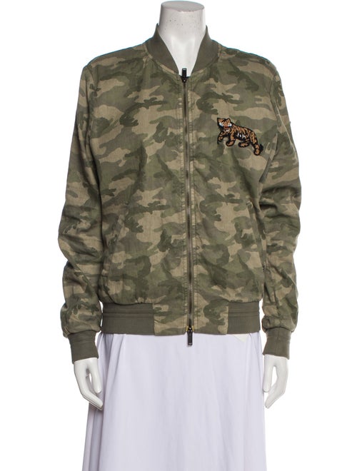 Mason's Linen Camouflage Print Bomber Jacket