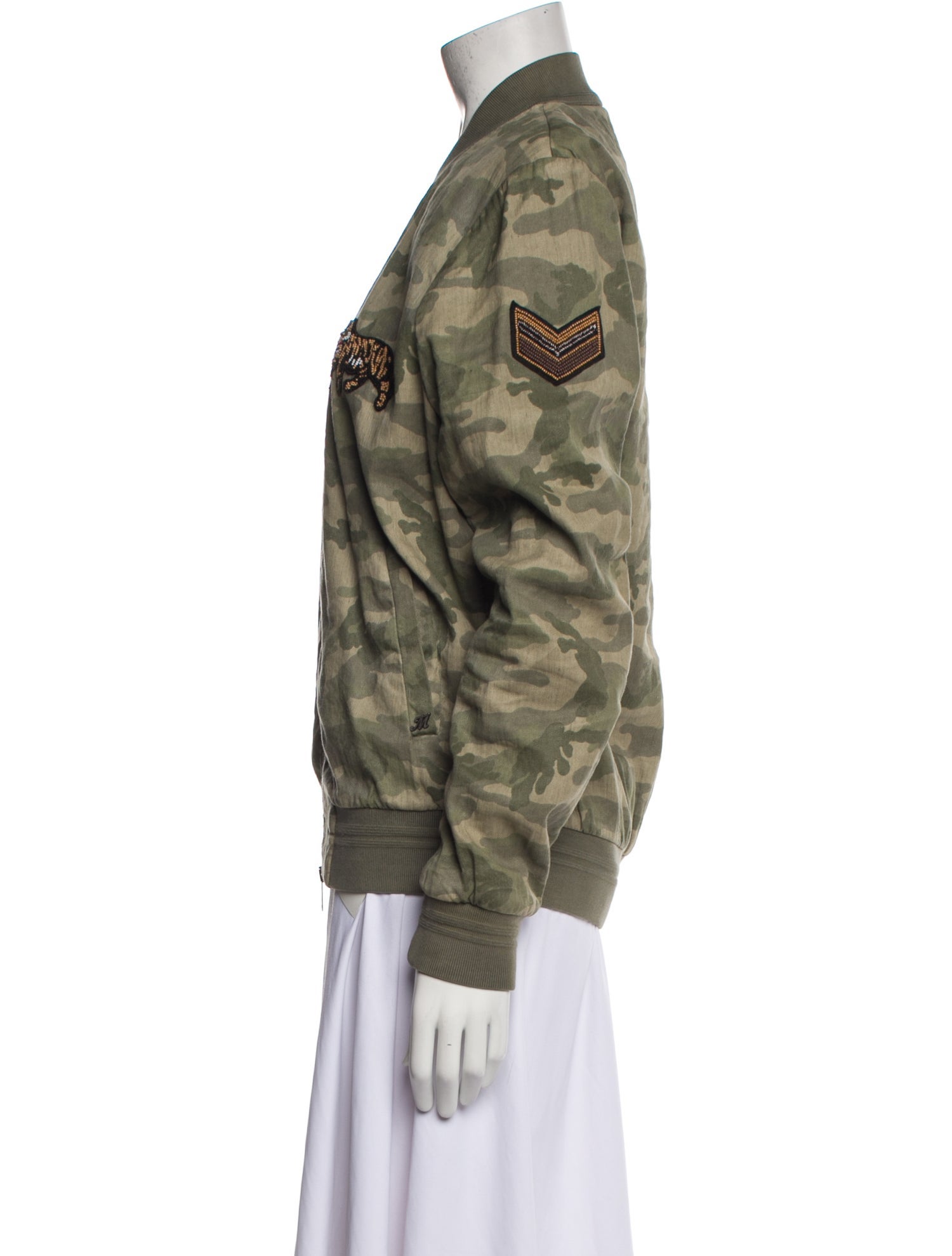 Mason's Linen Camouflage Print Bomber Jacket