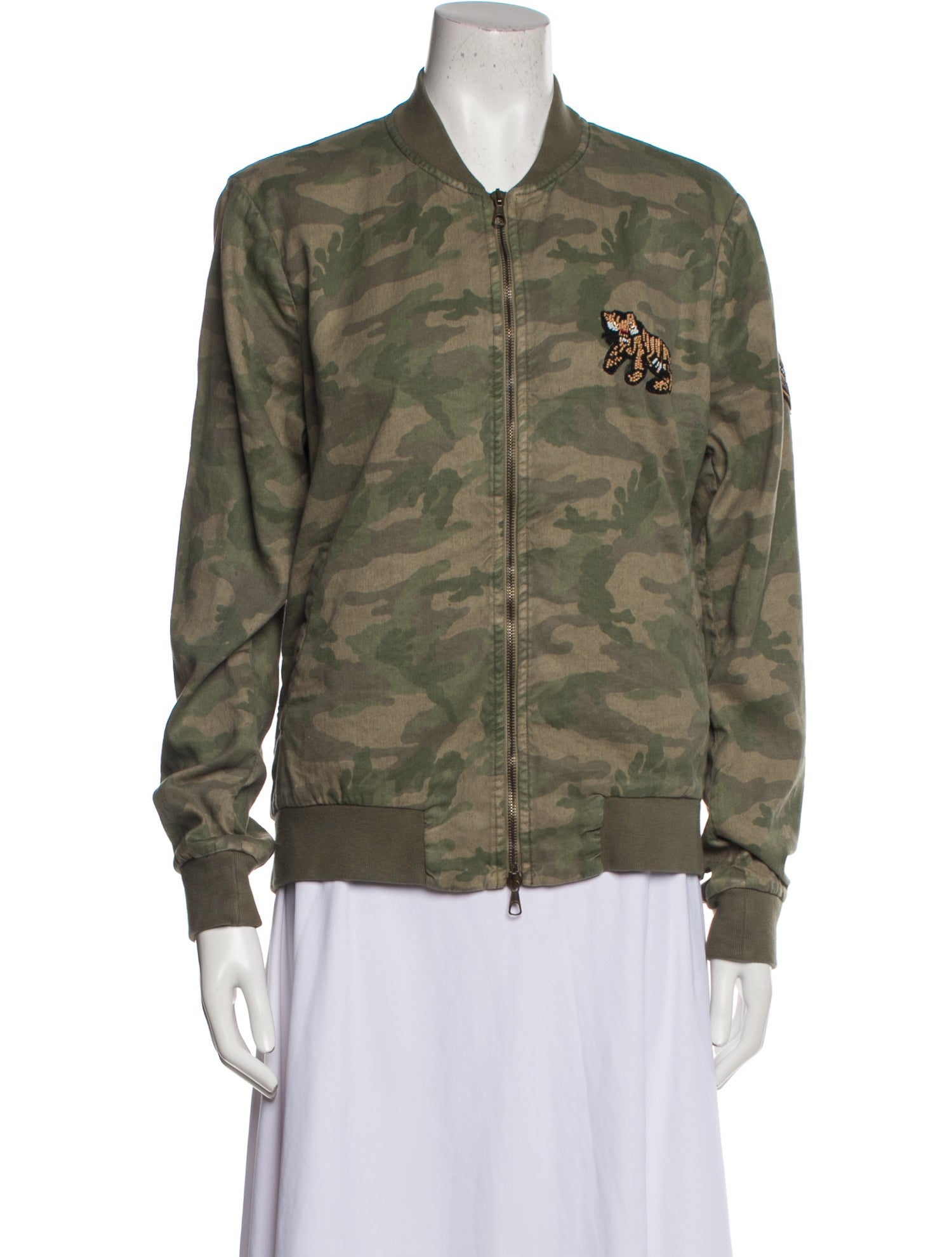 Mason's Linen Camouflage Print Bomber Jacket