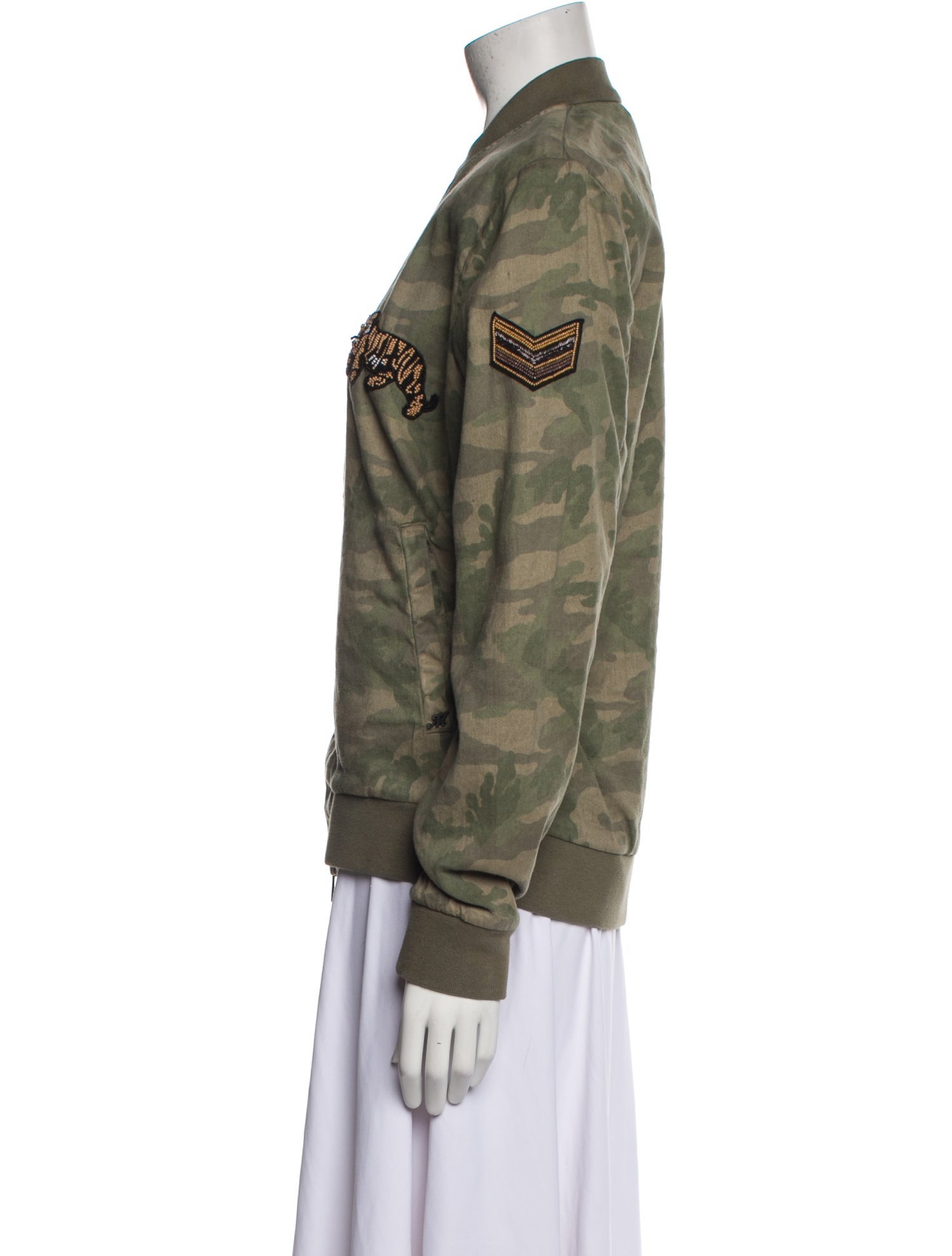 Mason's Linen Camouflage Print Bomber Jacket