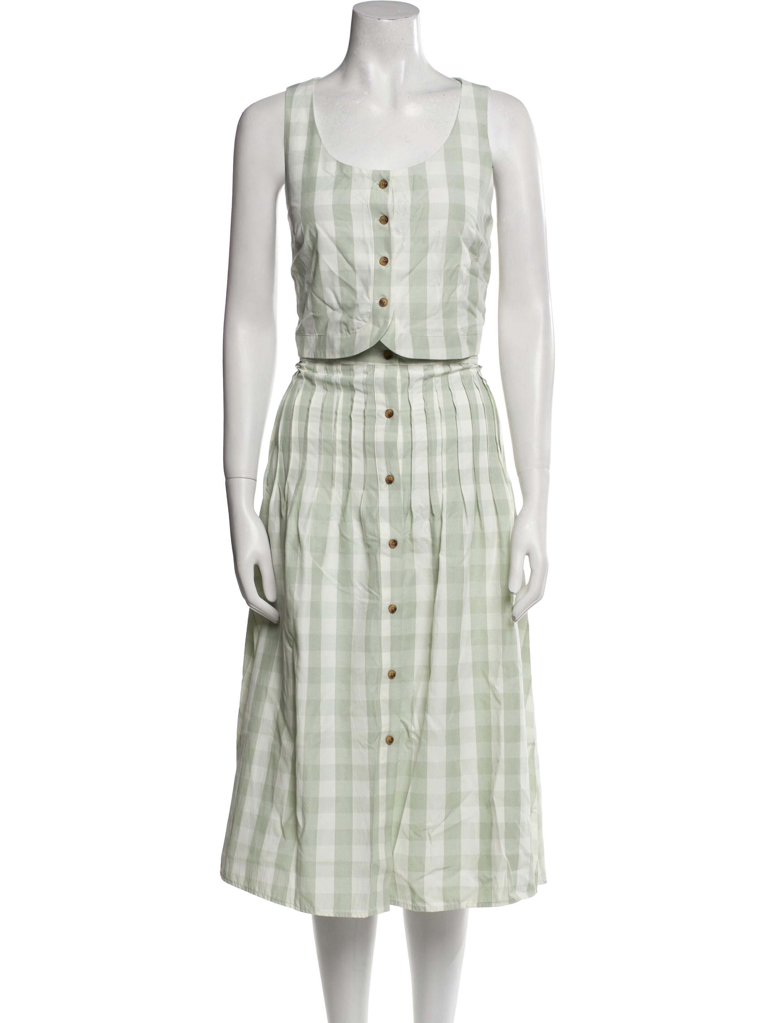 Mason's Plaid Print Pleated Accents Skirt Set