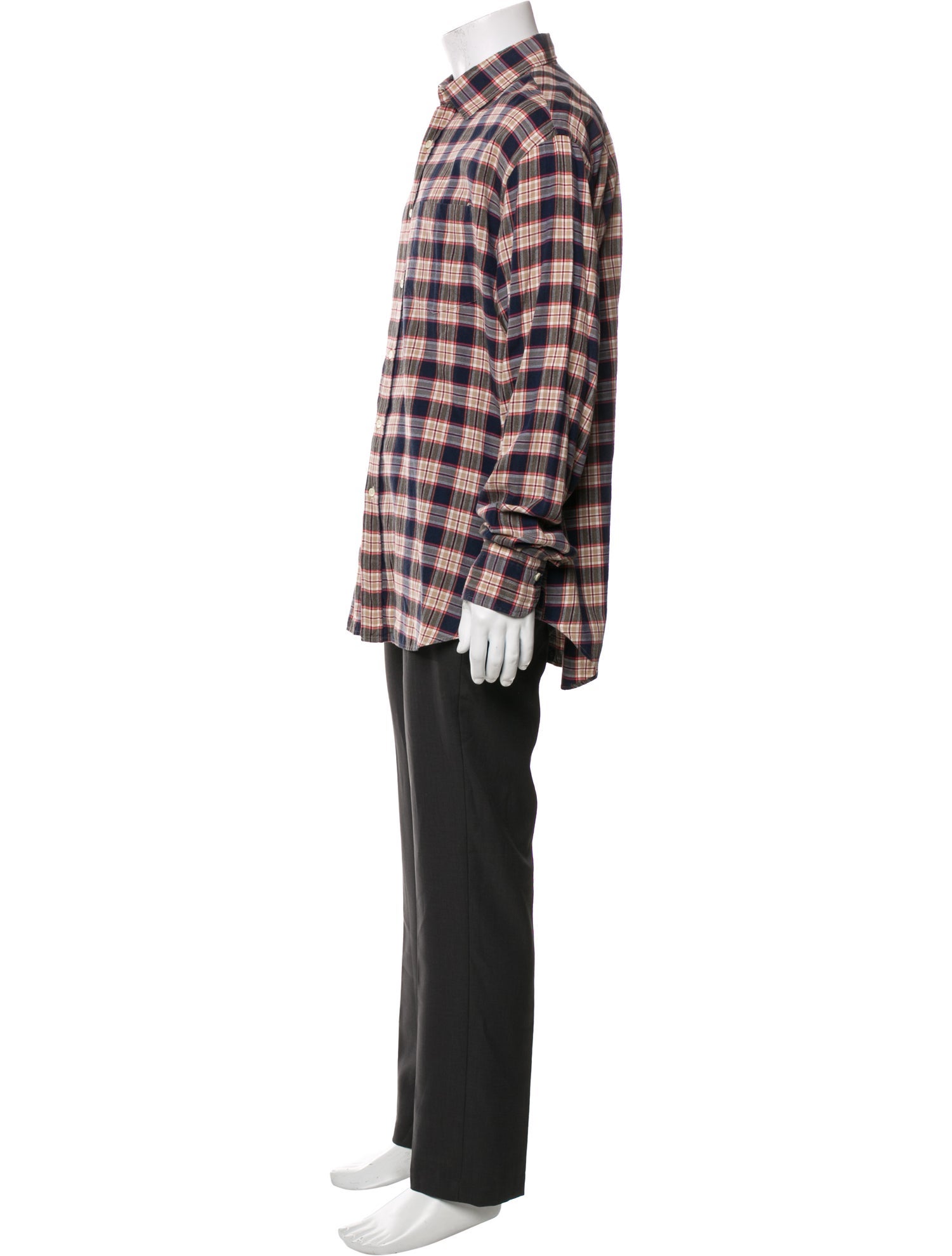 Mason's Plaid Print Long Sleeve Shirt