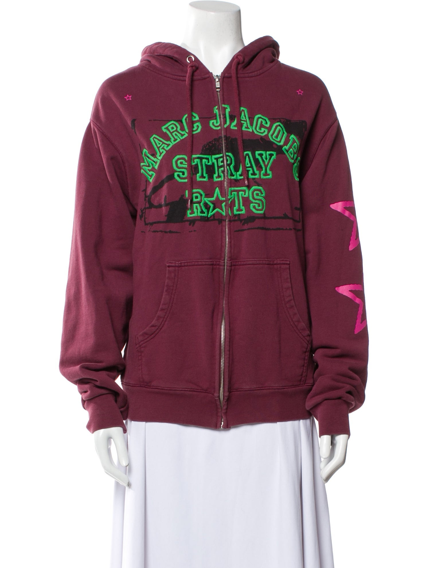 Marc Jacobs x Stray Rats Graphic Print Bomber Jacket Burgundy Jackets