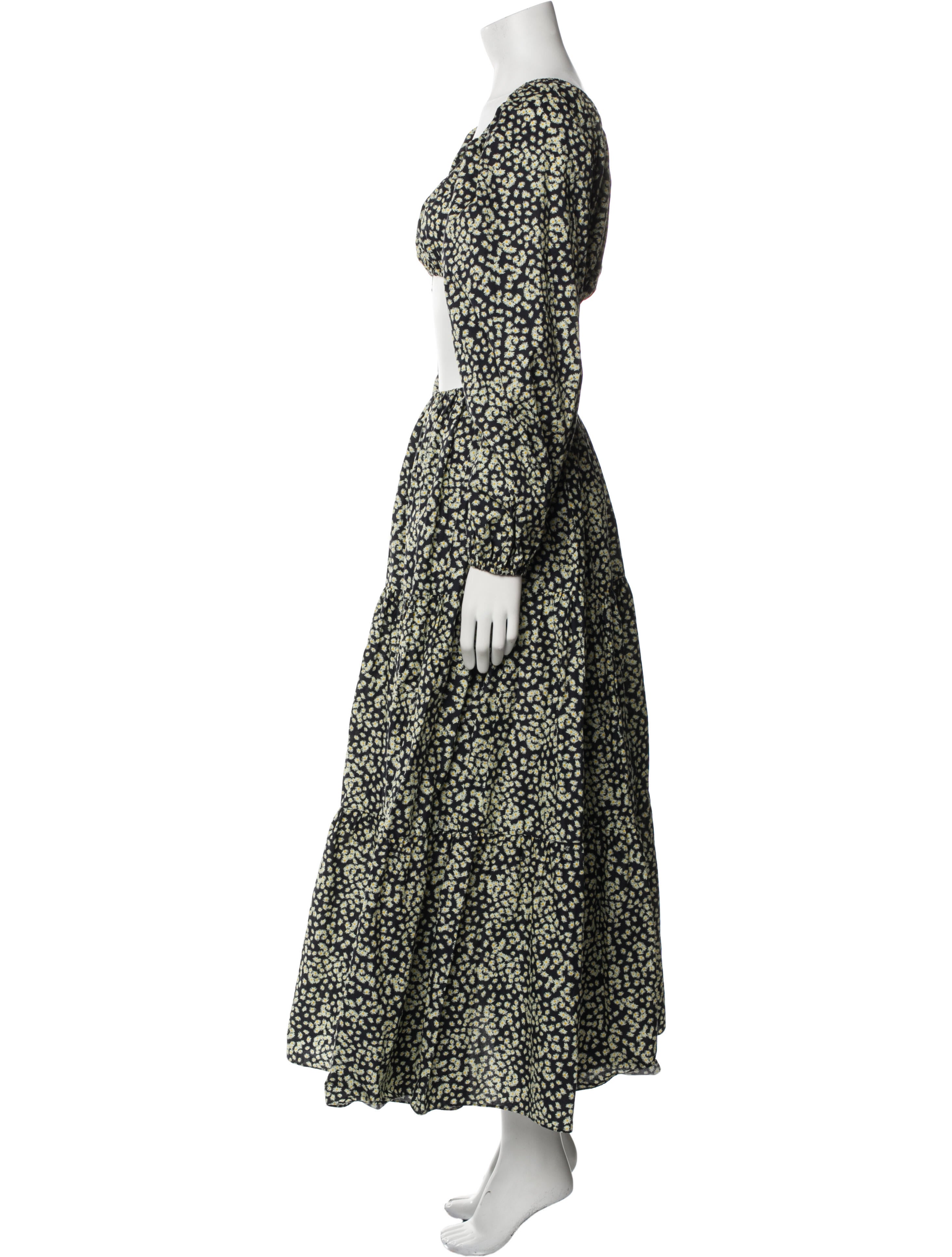 Matteau Floral Print Ruffle Embellishment Skirt Set