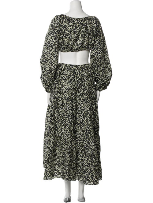 Matteau Floral Print Ruffle Embellishment Skirt Set