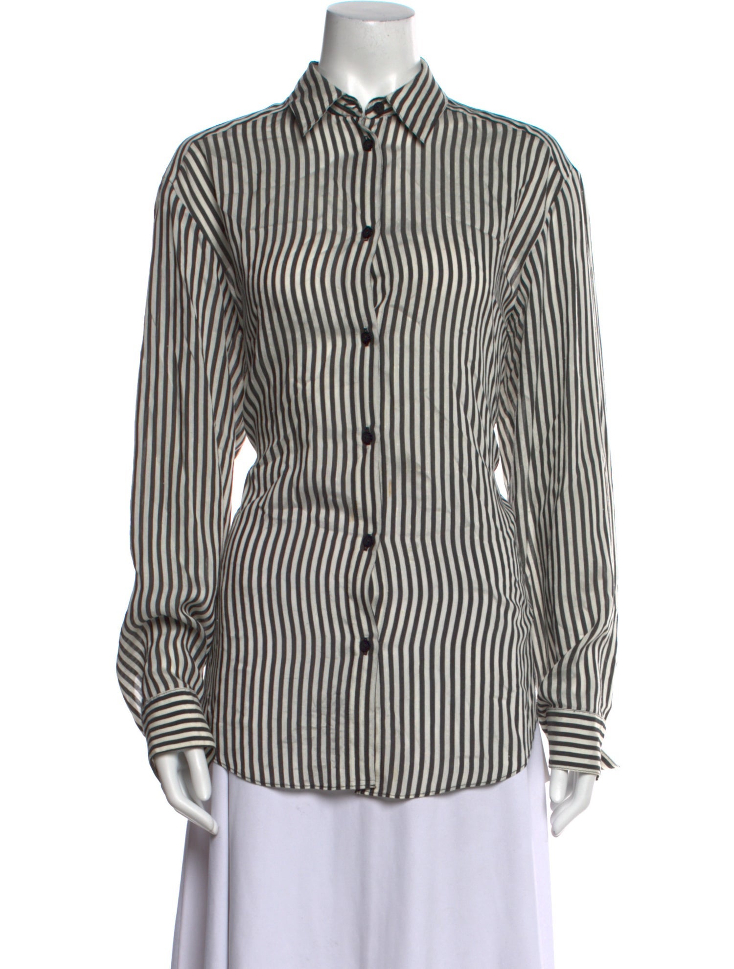Matteau Striped Long Sleeve Button-Up Top