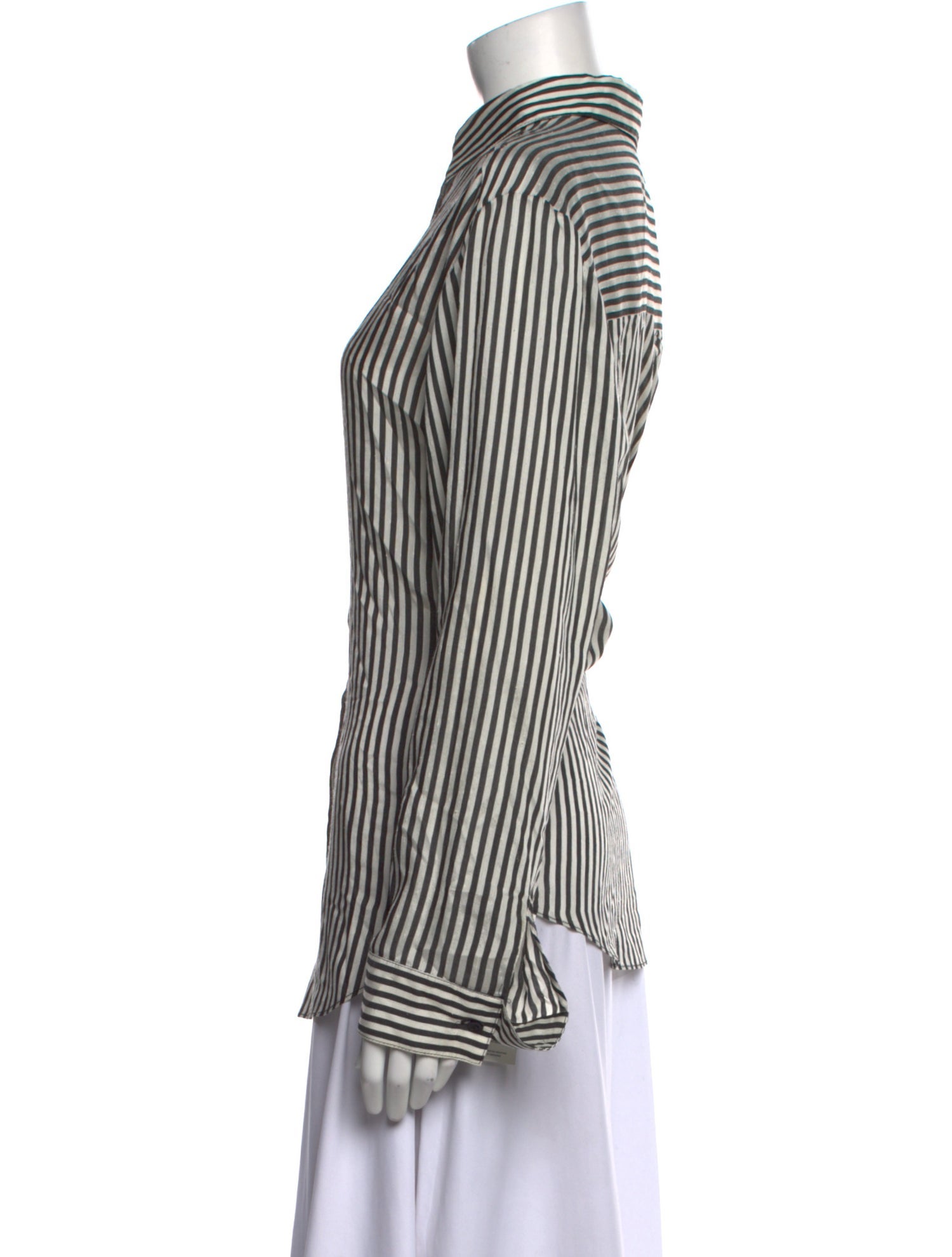 Matteau Striped Long Sleeve Button-Up Top