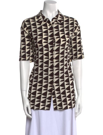 Matteau Silk Printed Button-Up Top