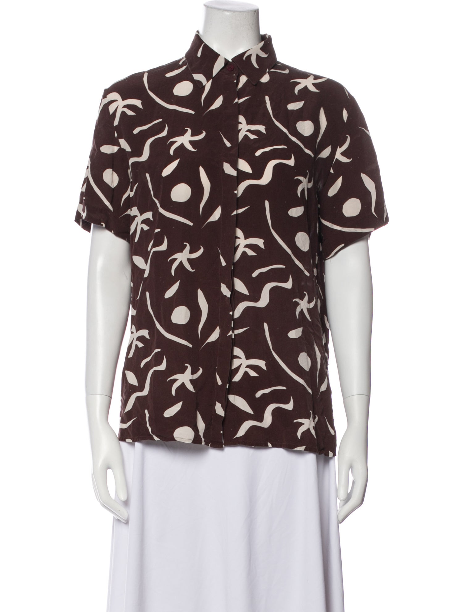 Matteau Silk Printed Button-Up Top