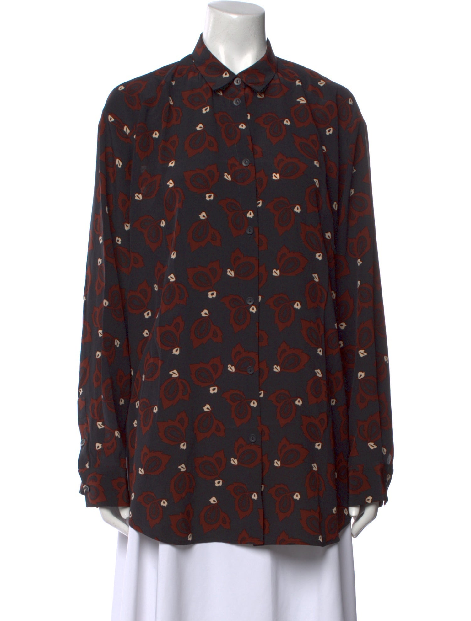 Matteau Silk Printed Button-Up Top