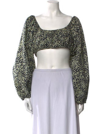 Matteau Floral Print Square Neckline Crop Top