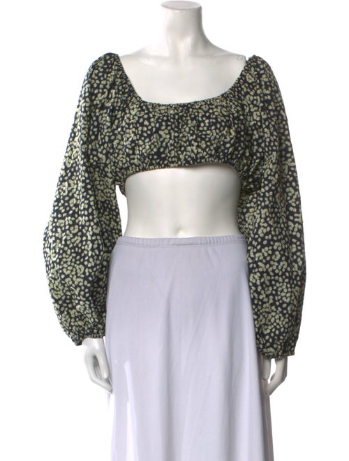 Matteau Floral Print Square Neckline Crop Top