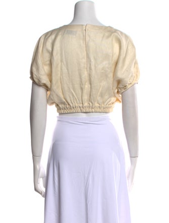 Matteau Linen Bateau Neckline Crop Top