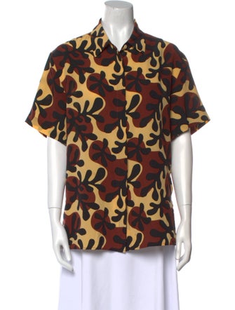 Matteau Silk Printed Button-Up Top