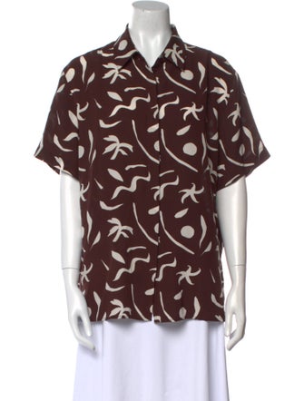 Matteau Silk Printed Button-Up Top