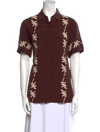 Matteau Silk Floral Print Button-Up Top