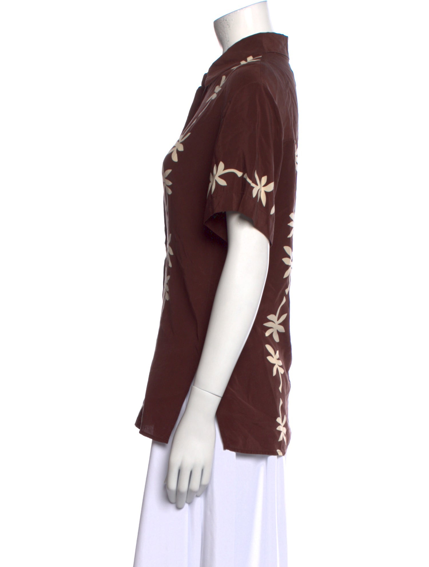 Matteau Silk Floral Print Button-Up Top