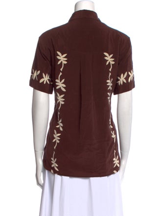 Matteau Silk Floral Print Button-Up Top