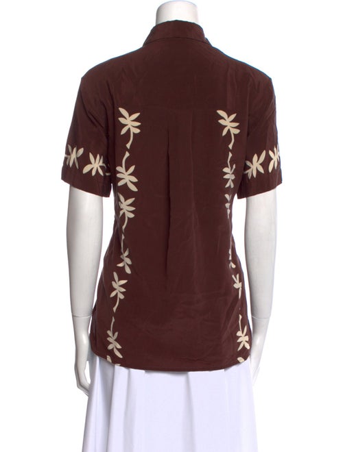 Matteau Silk Floral Print Button-Up Top