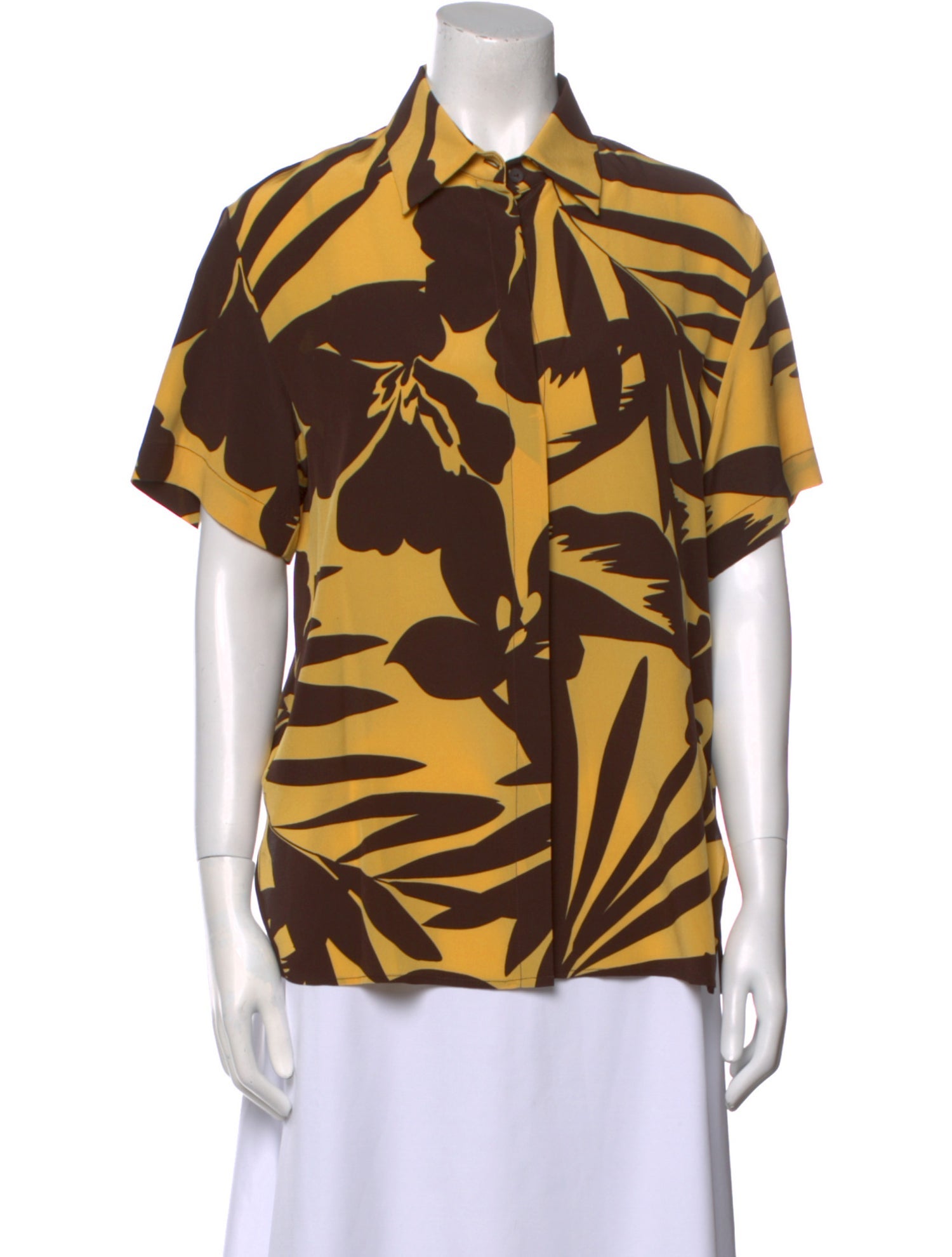 Matteau Silk Animal Print Button-Up Top