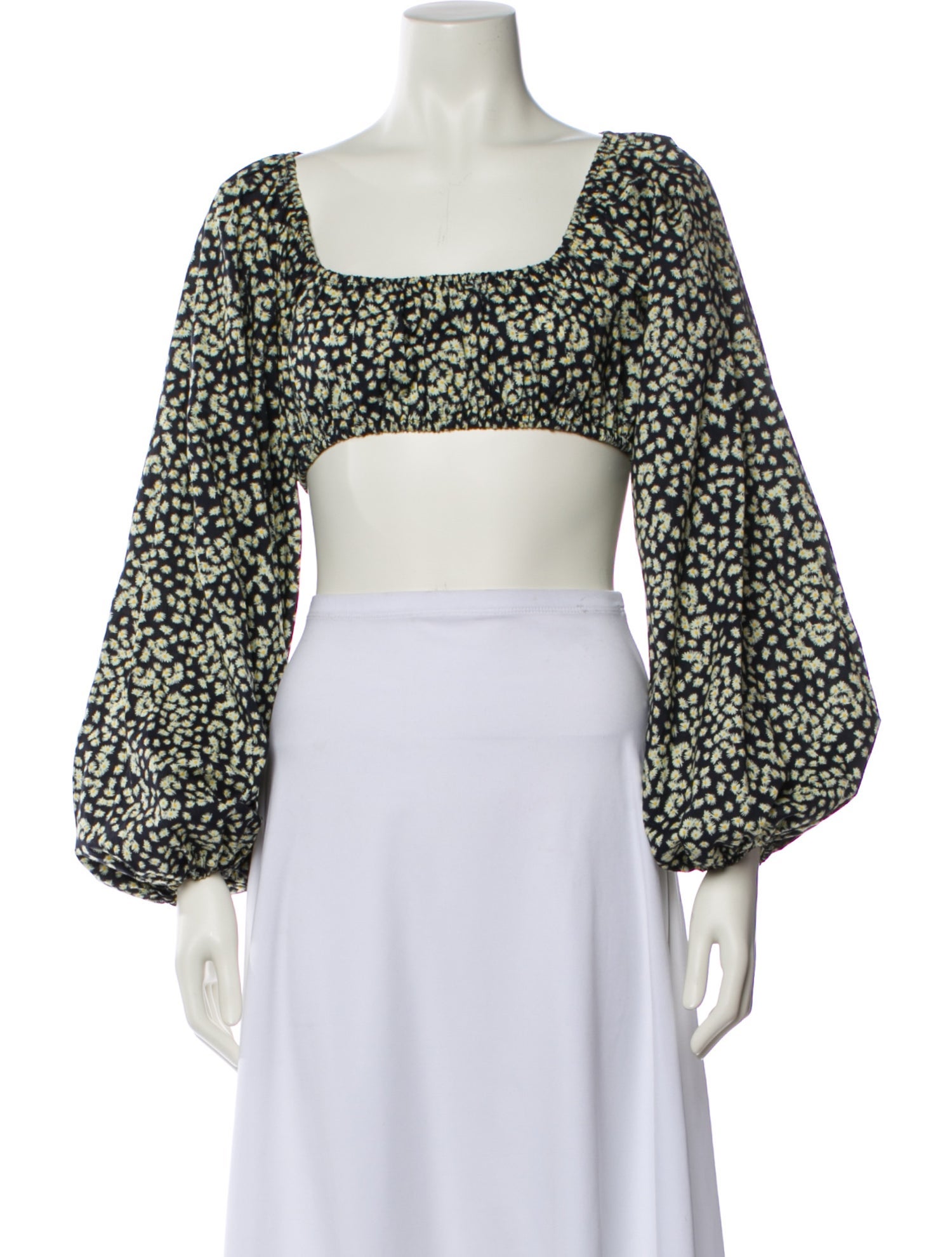 Matteau Floral Print Long Sleeve Cropped Top