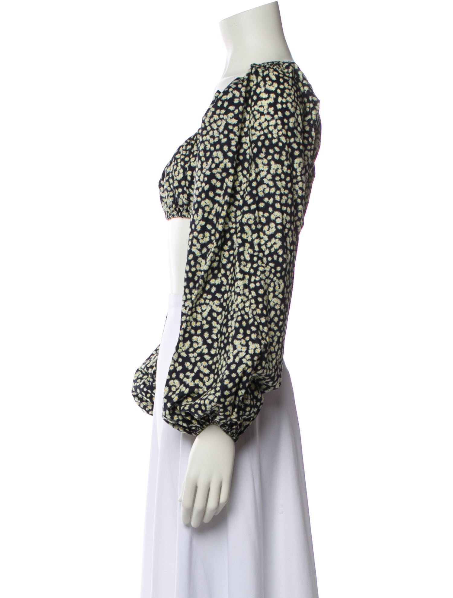 Matteau Floral Print Long Sleeve Cropped Top