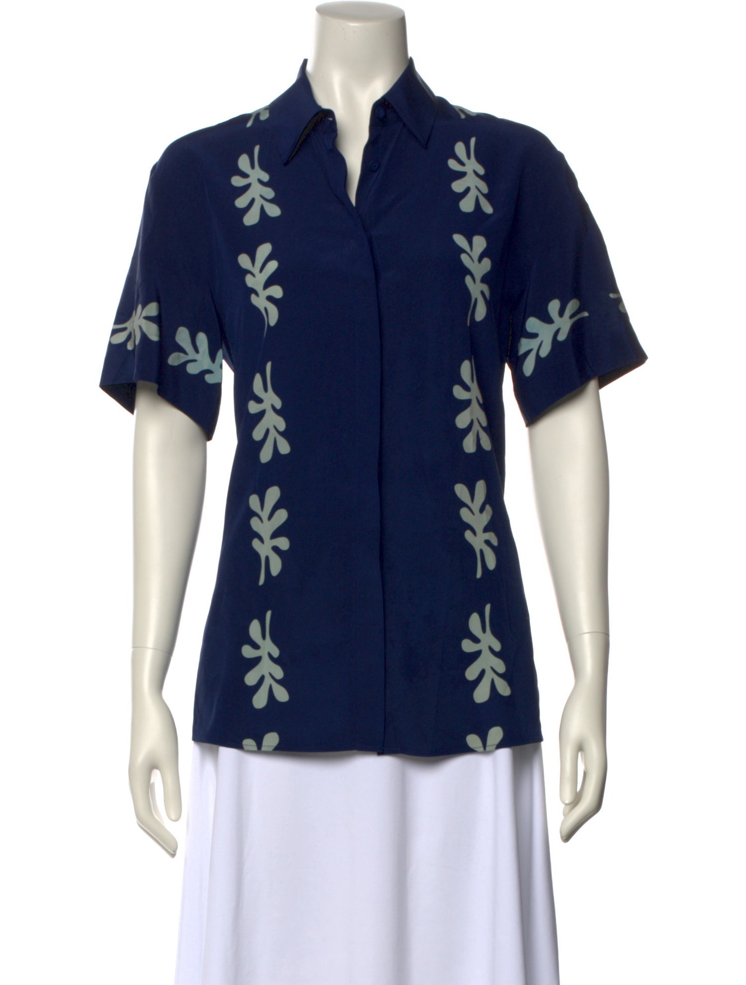 Matteau Silk Floral Print Button-Up Top