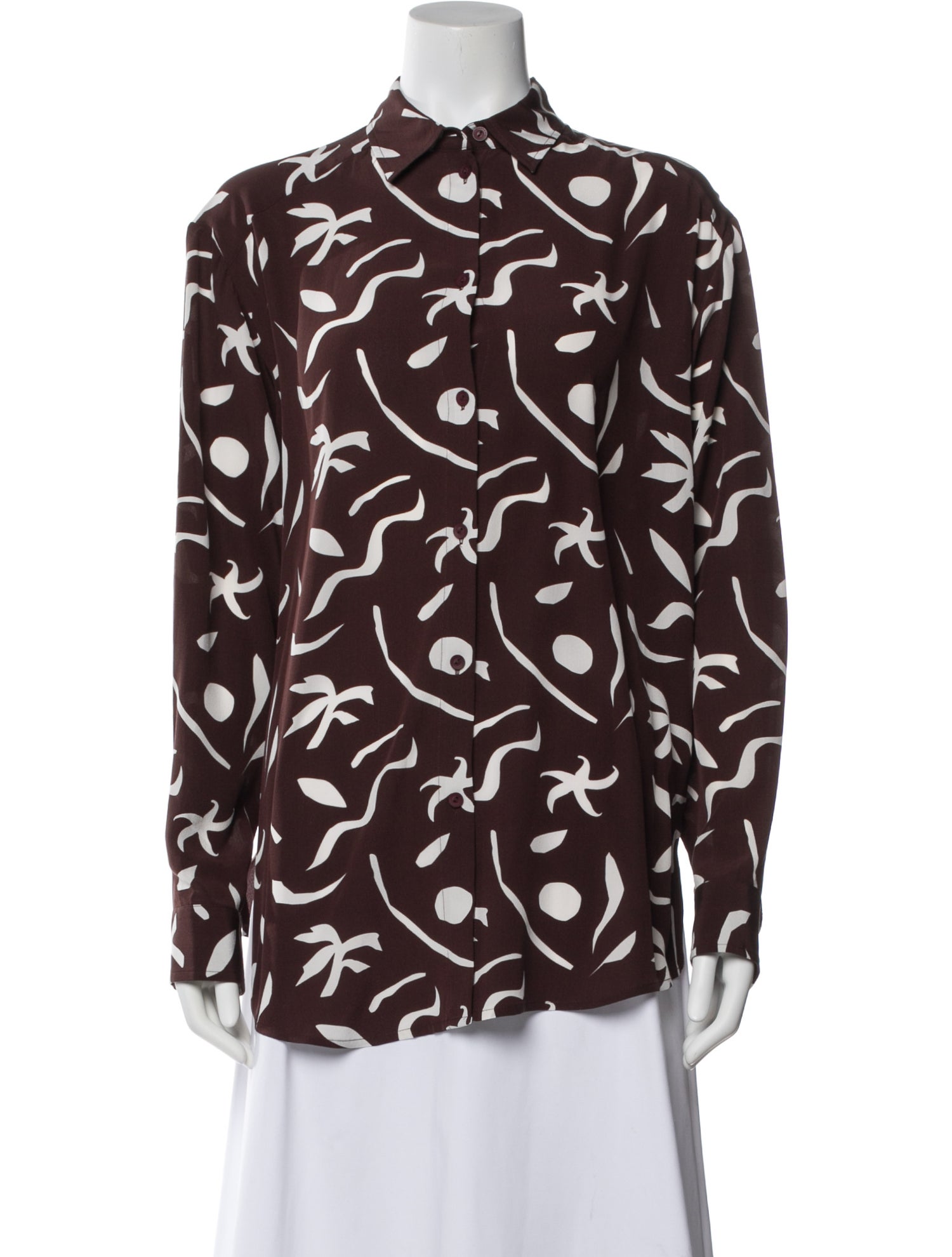 Matteau Silk Printed Button-Up Top