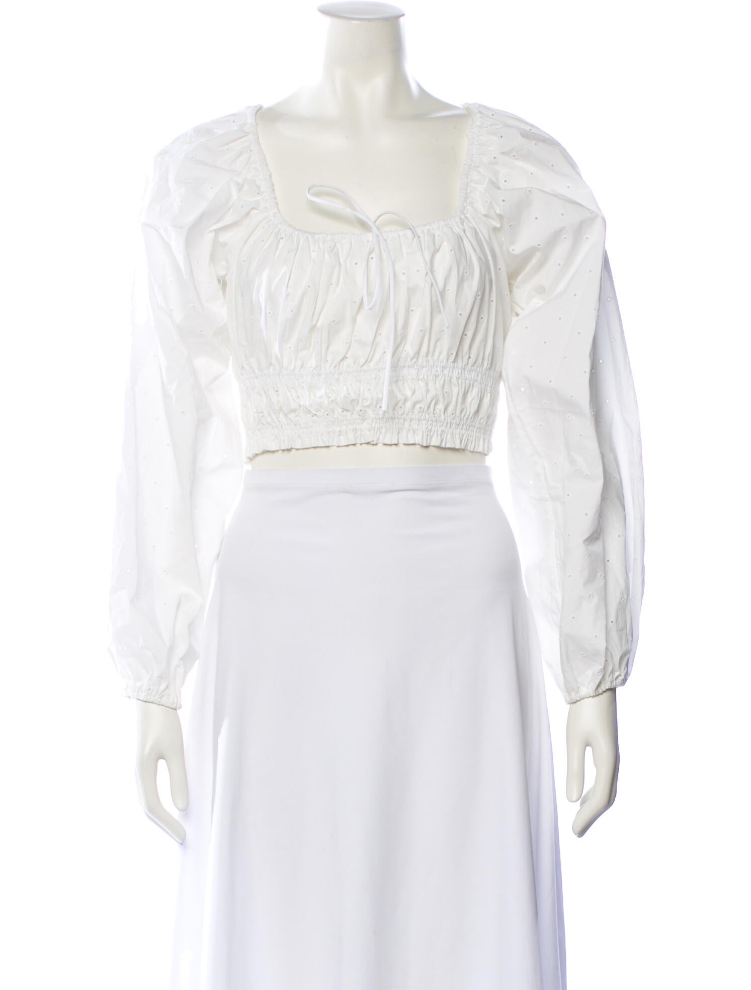 Matteau Square Neckline Three-Quarter Sleeve Crop Top