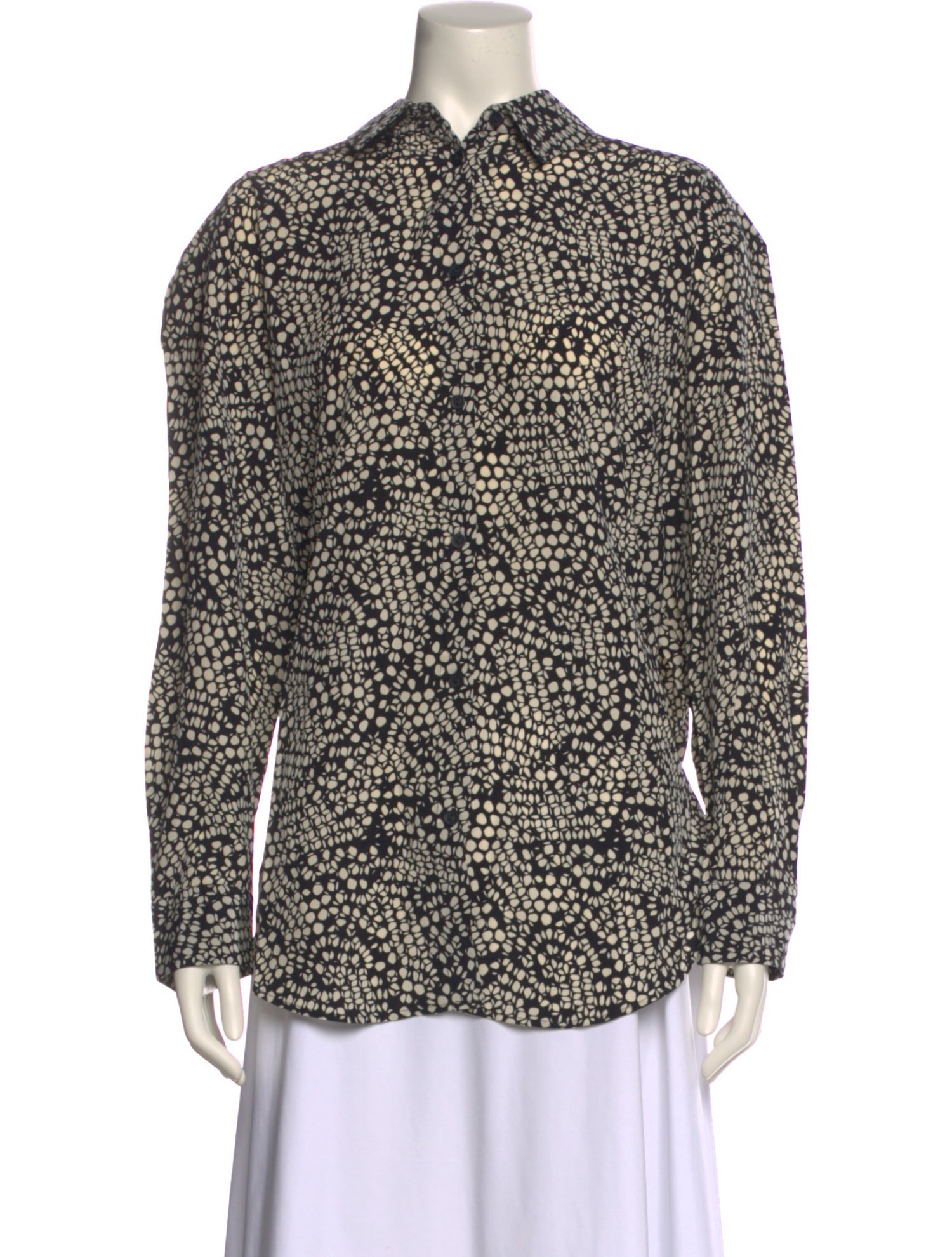 Matteau Silk Animal Print Button-Up Top