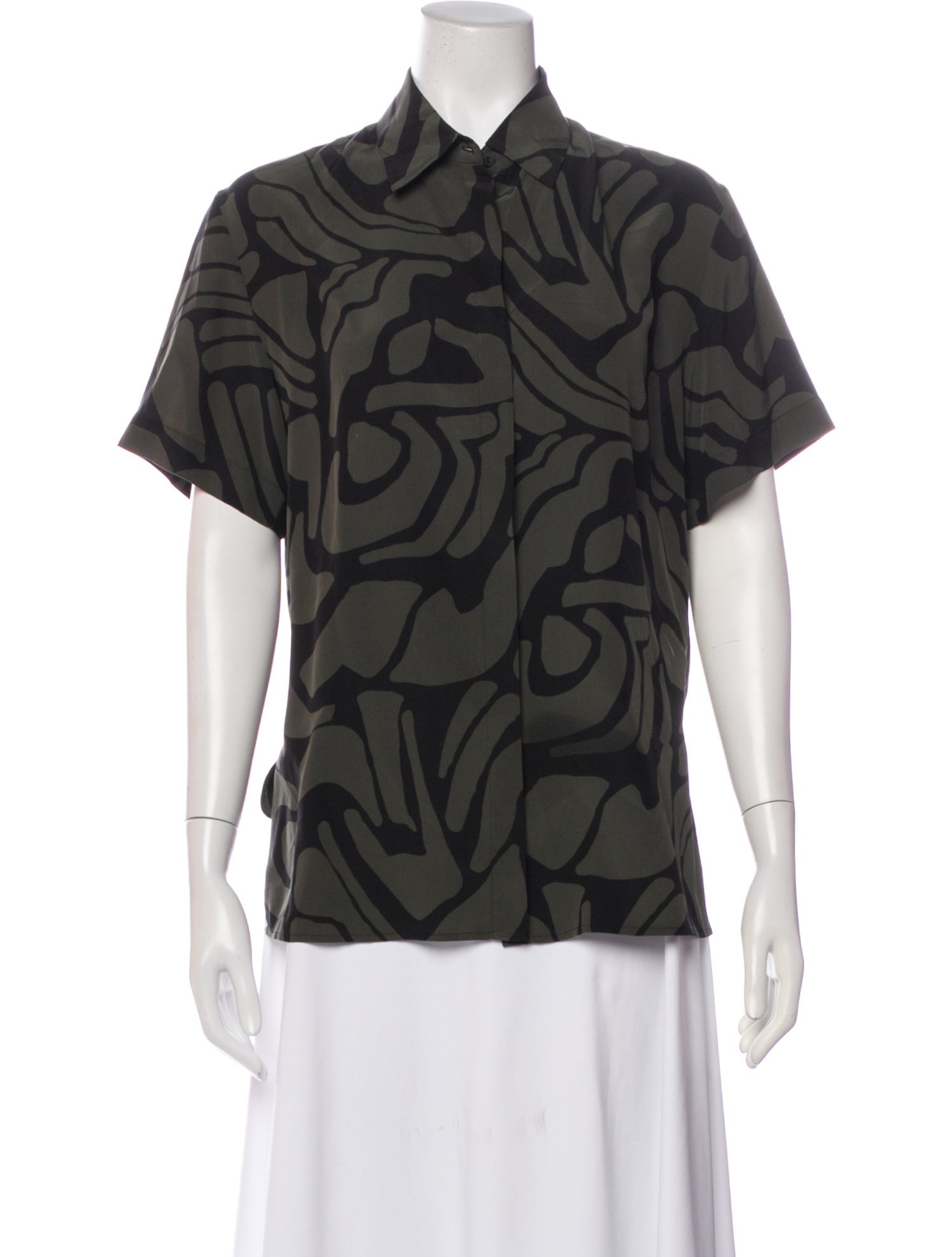 Matteau Silk Printed Button-Up Top