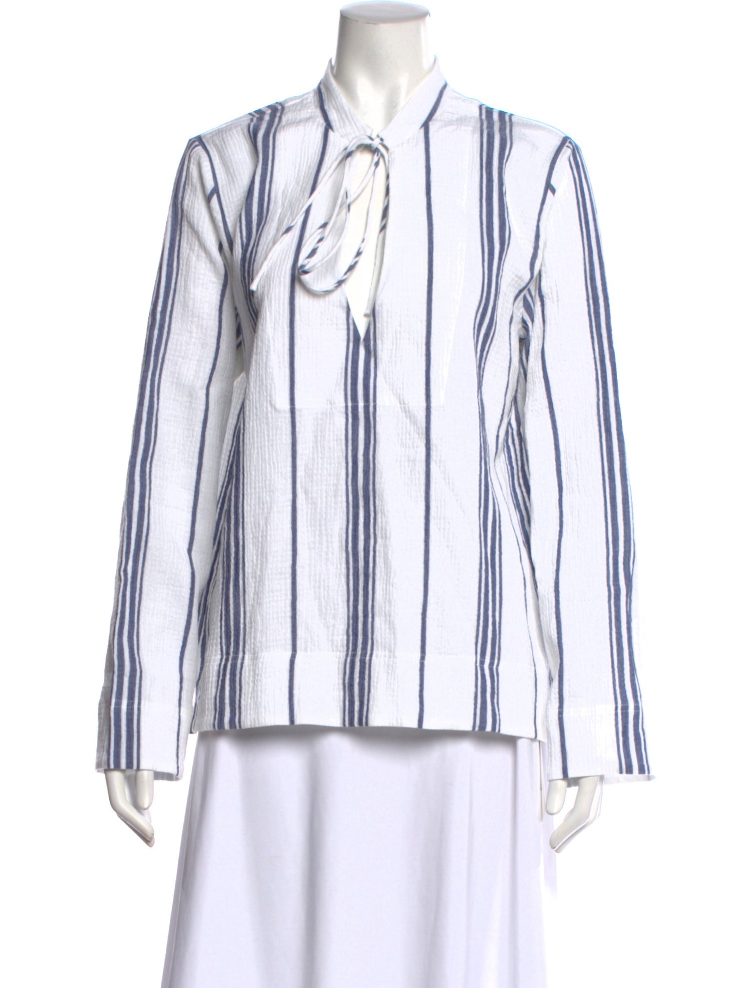 Matteau Striped Tie Neck Blouse