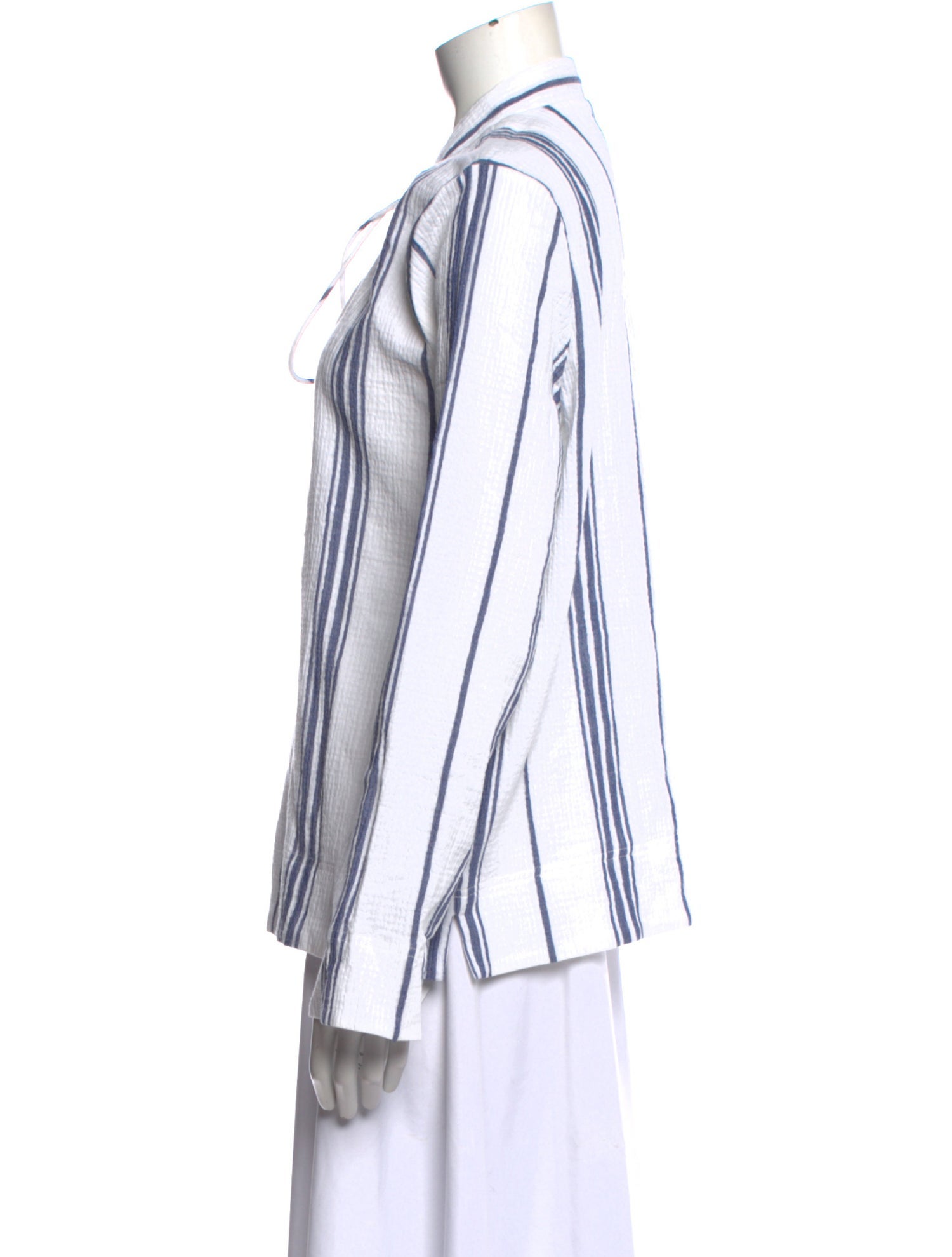 Matteau Striped Tie Neck Blouse